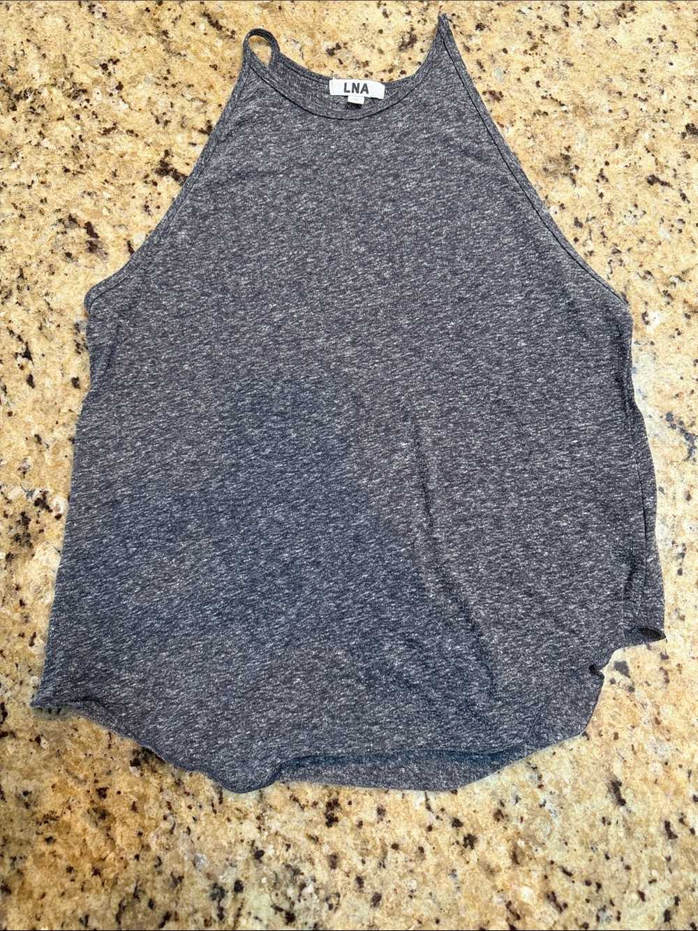 LNA Sonja High-Neck Halter Tank Top Heather Gray Size M Made in USA